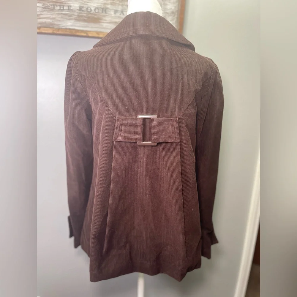 Black Rivet‎ Women's Brown Corduroy A-Line Swing Coat Size Small